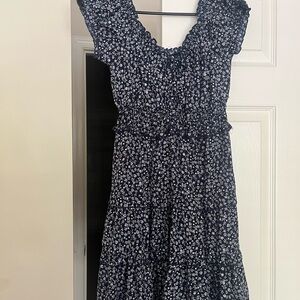 Chic Navy Floral Midi Dress